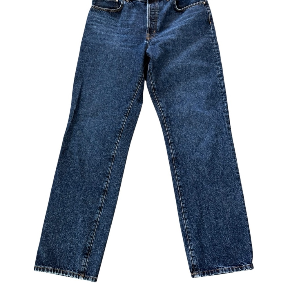 Madewell Women’s Longline Straight Dark Wash Denim Button Fly Jeans 30T
